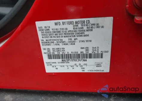 2018 Ford Ecosport Se from USA, damaged, VIN MAJ3P1TE9JC247366